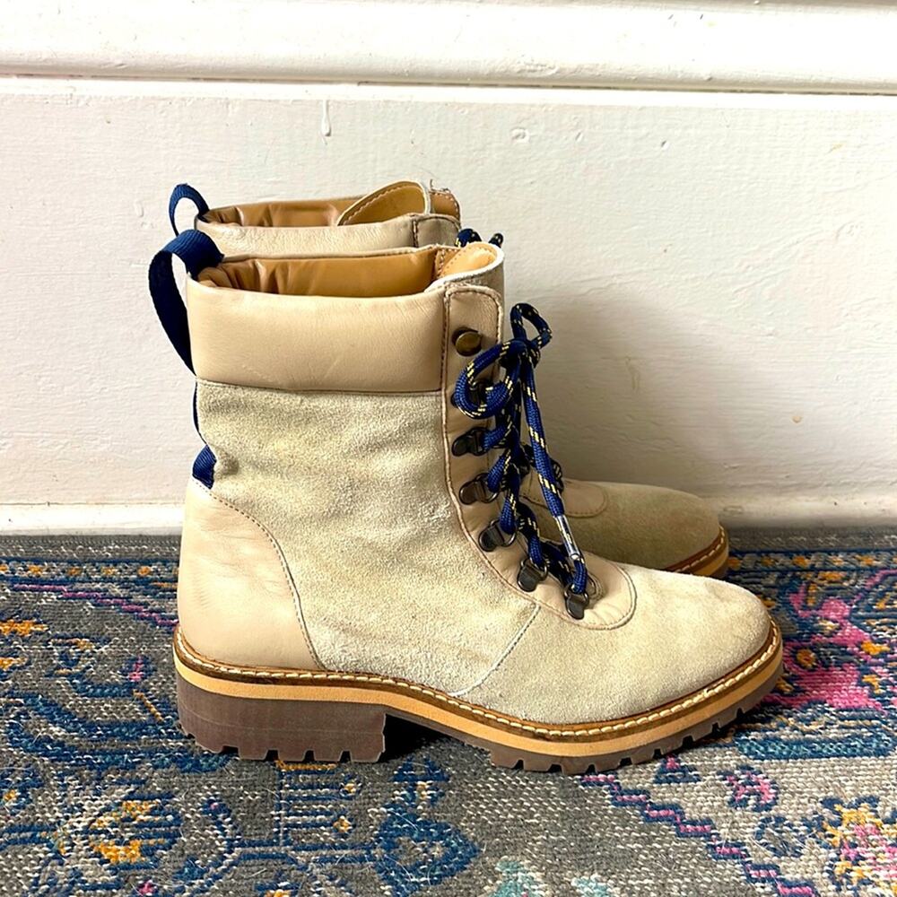 Urban Outfitters suede lace up combat lugged heeled boots sz 7